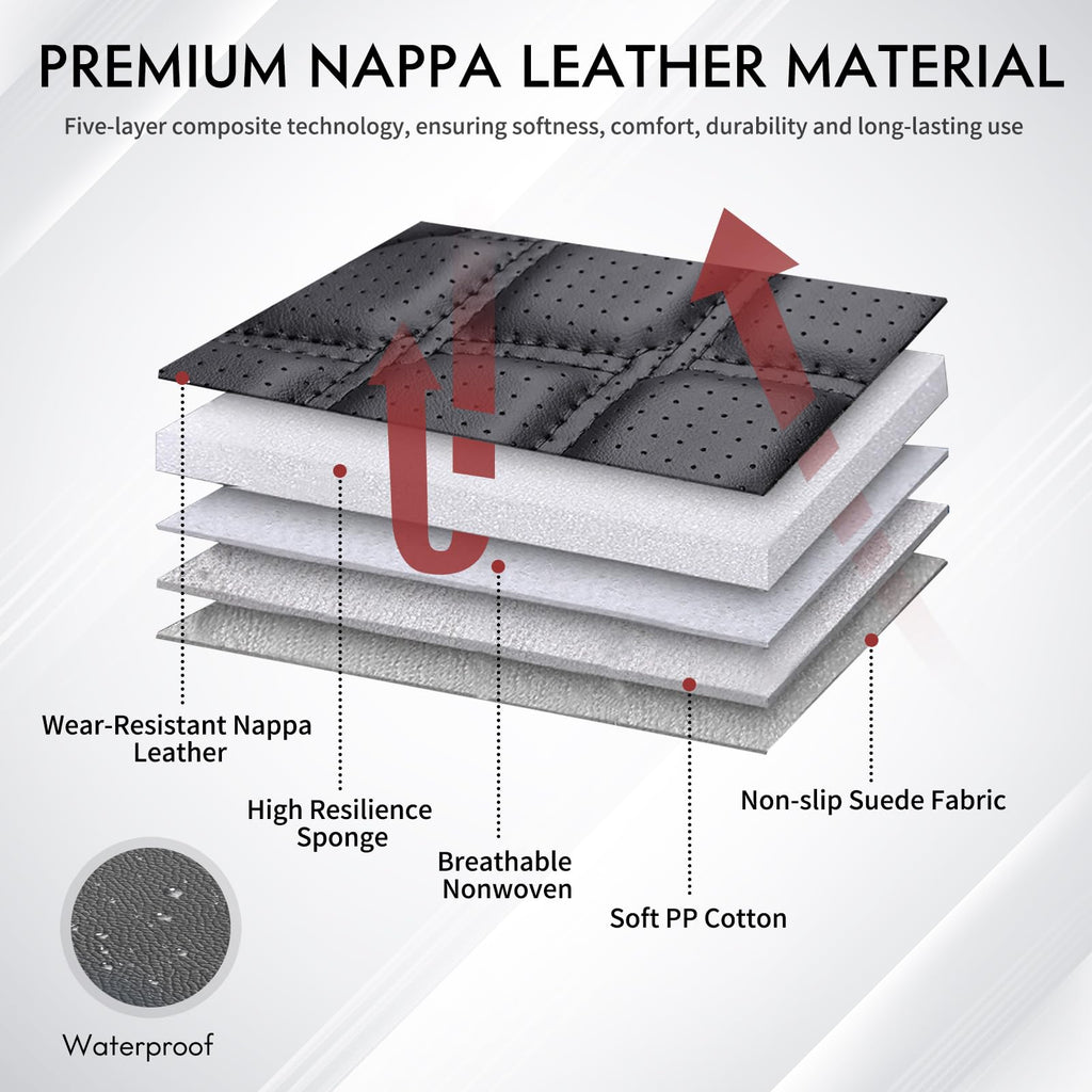 Leather Pickup Seat Cushion Cover Full Set Black W258