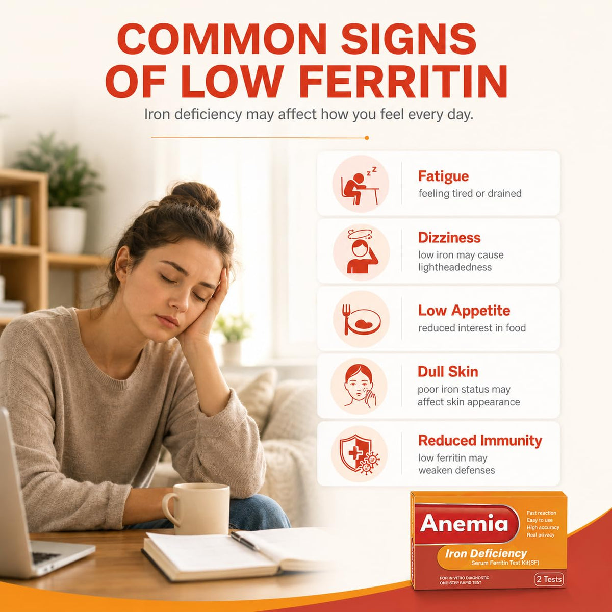 Iron Deficiency at Home Test Kit 2-Pack K376