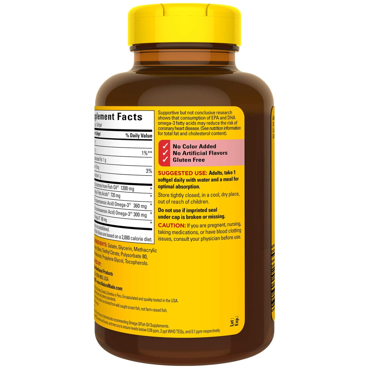 Fish Oil Omega 3 Supplement 1200 mg 120 Softgels K37989