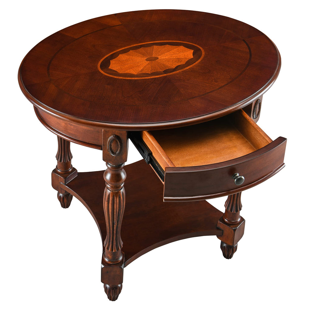 Solid Wood Oval End Table with Drawer O24742