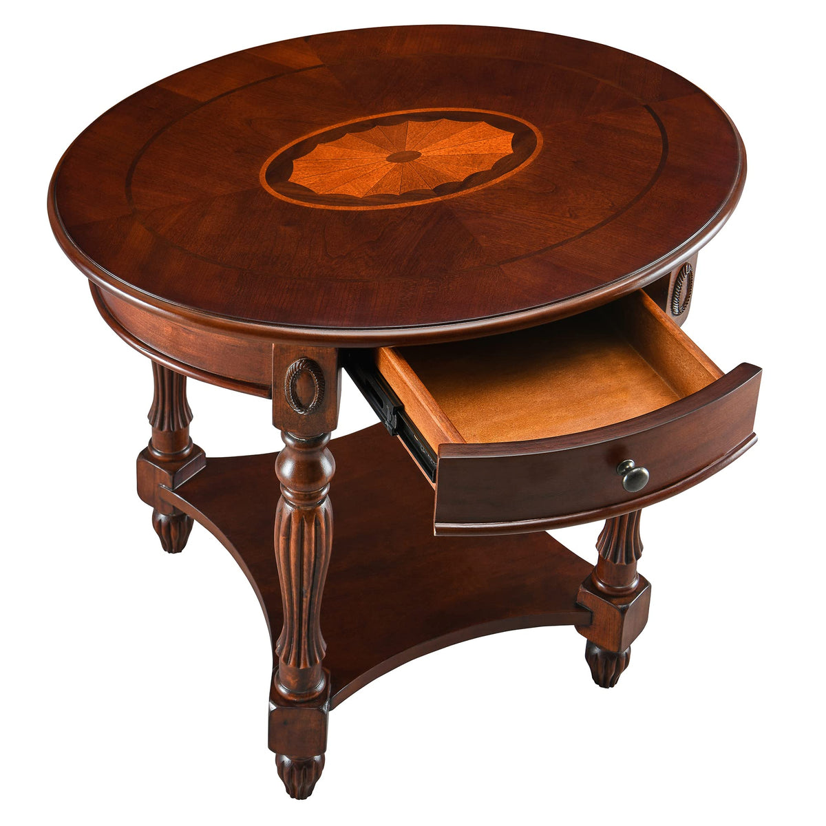 Solid Wood Oval End Table with Drawer O24742