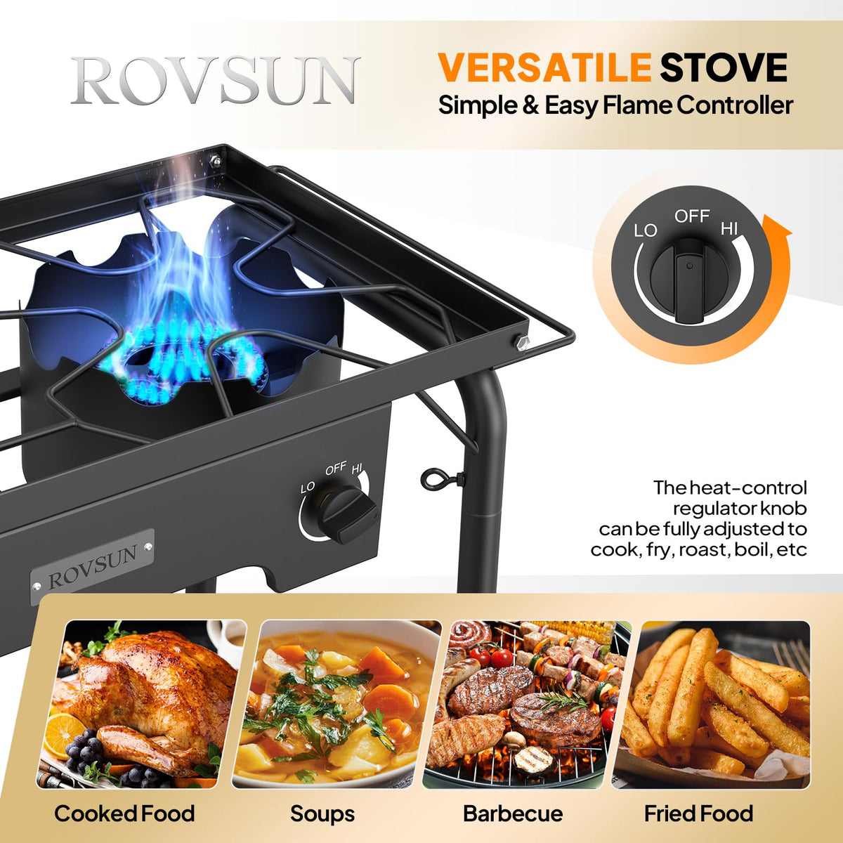 2 Burner Portable Propane Gas Stove with Side Shelves Z524