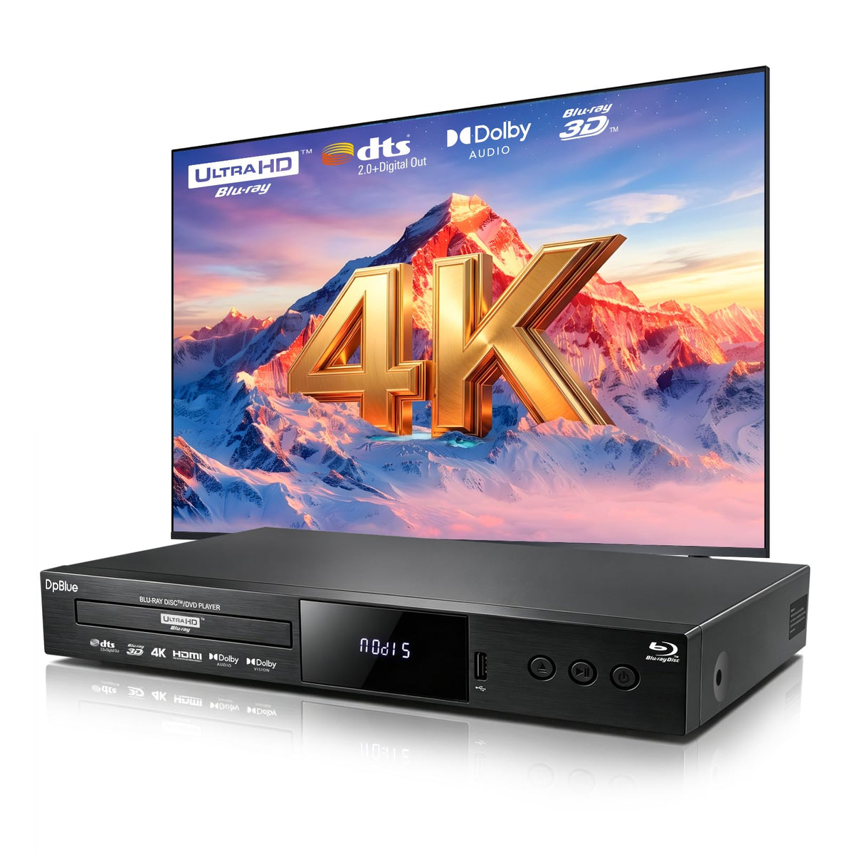 4K UHD Blu Ray DVD Player with Dolby Vision Atmos HDR10 Twin HDMI I8281