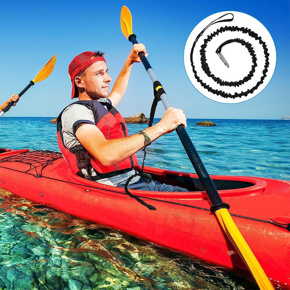 2 Pack Stretchable Kayak Paddle Leash with Carabiner E90415