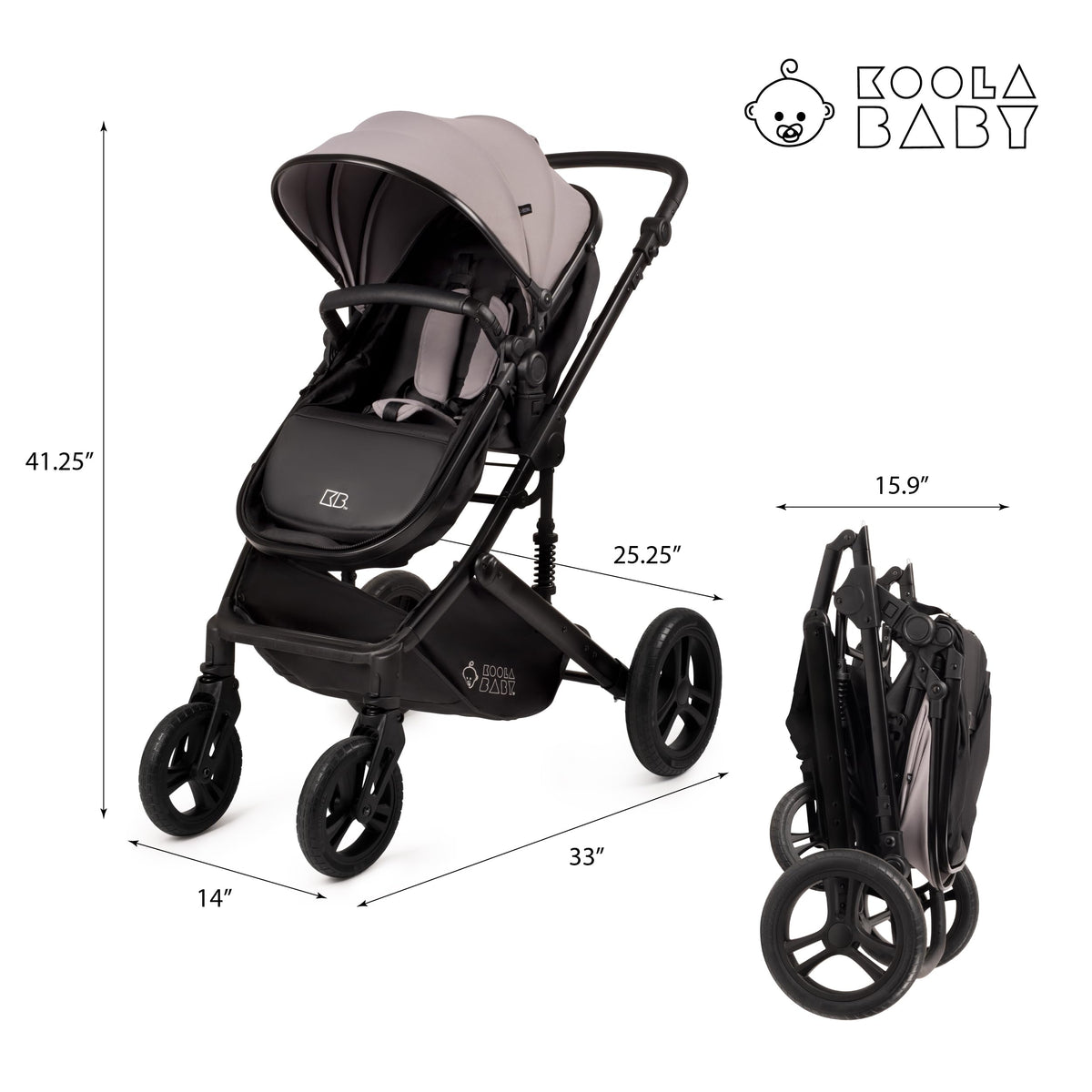 2-in-1 Foldable Baby Stroller with Extendable Canopy N8730