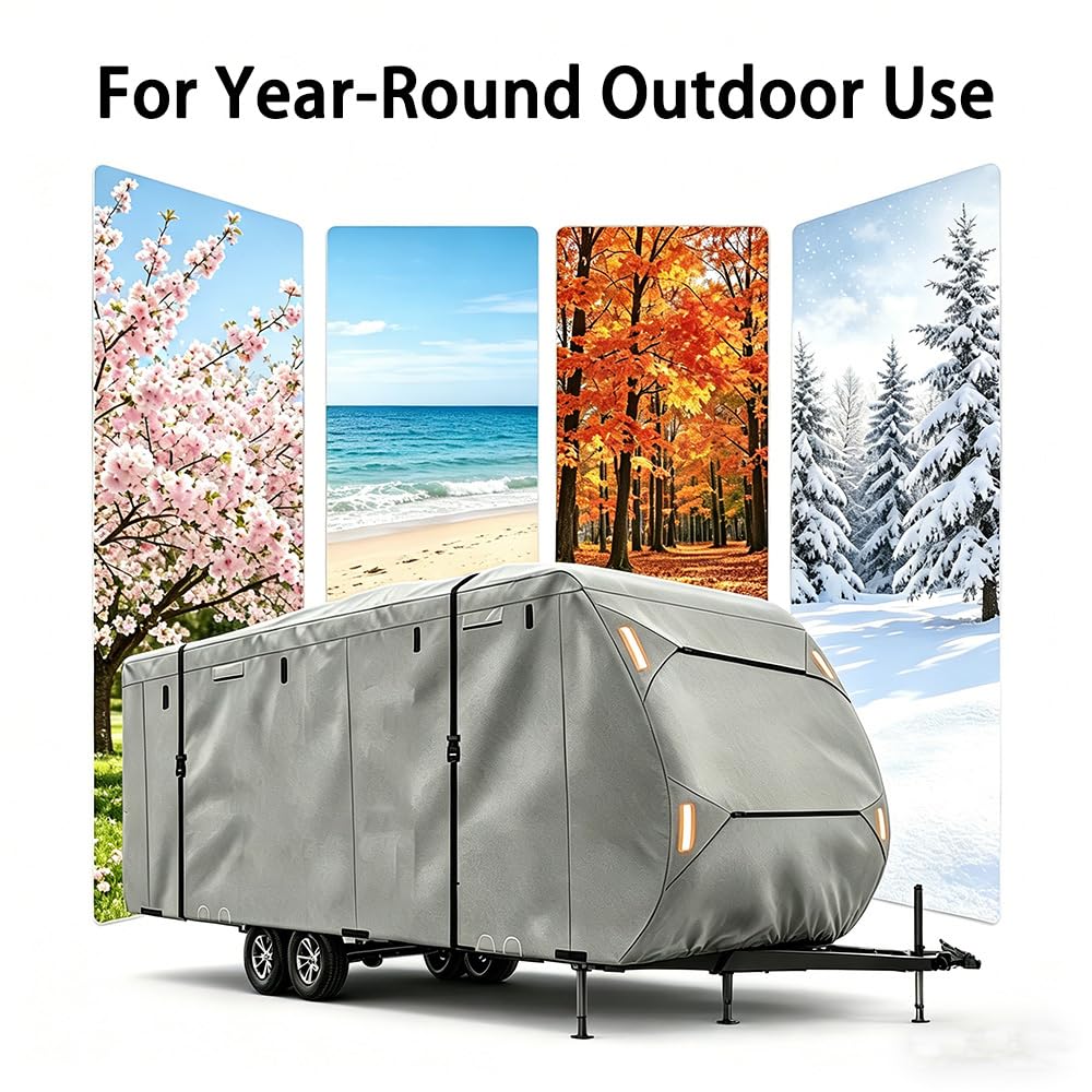 420D Waterproof Travel Trailer Cover with Adjustable Straps X95668