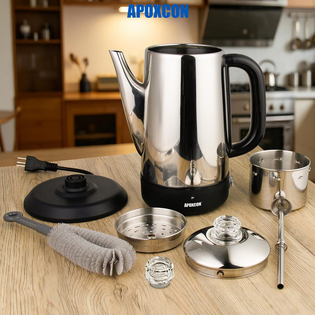 Electric Stainless Steel Coffee Percolator 1200ml 8 Cup N691617