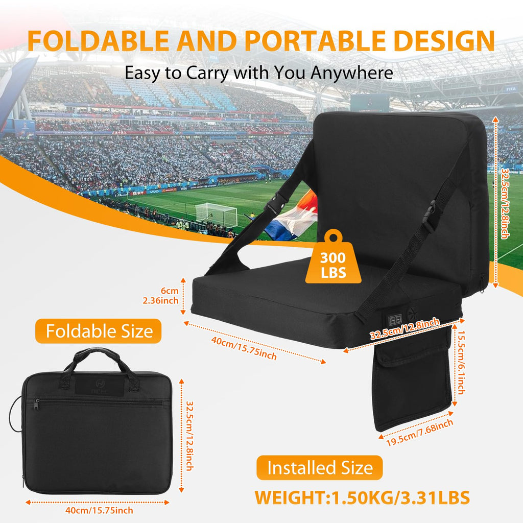Heated Stadium Seat Cushion with Back 2 Pack R788