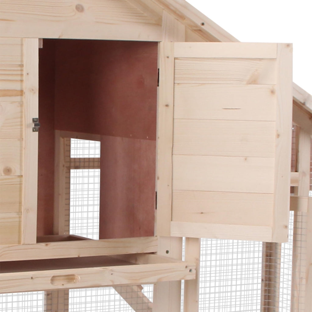 55" 2-Tier Wooden Rabbit Hutch with Ramp I6396