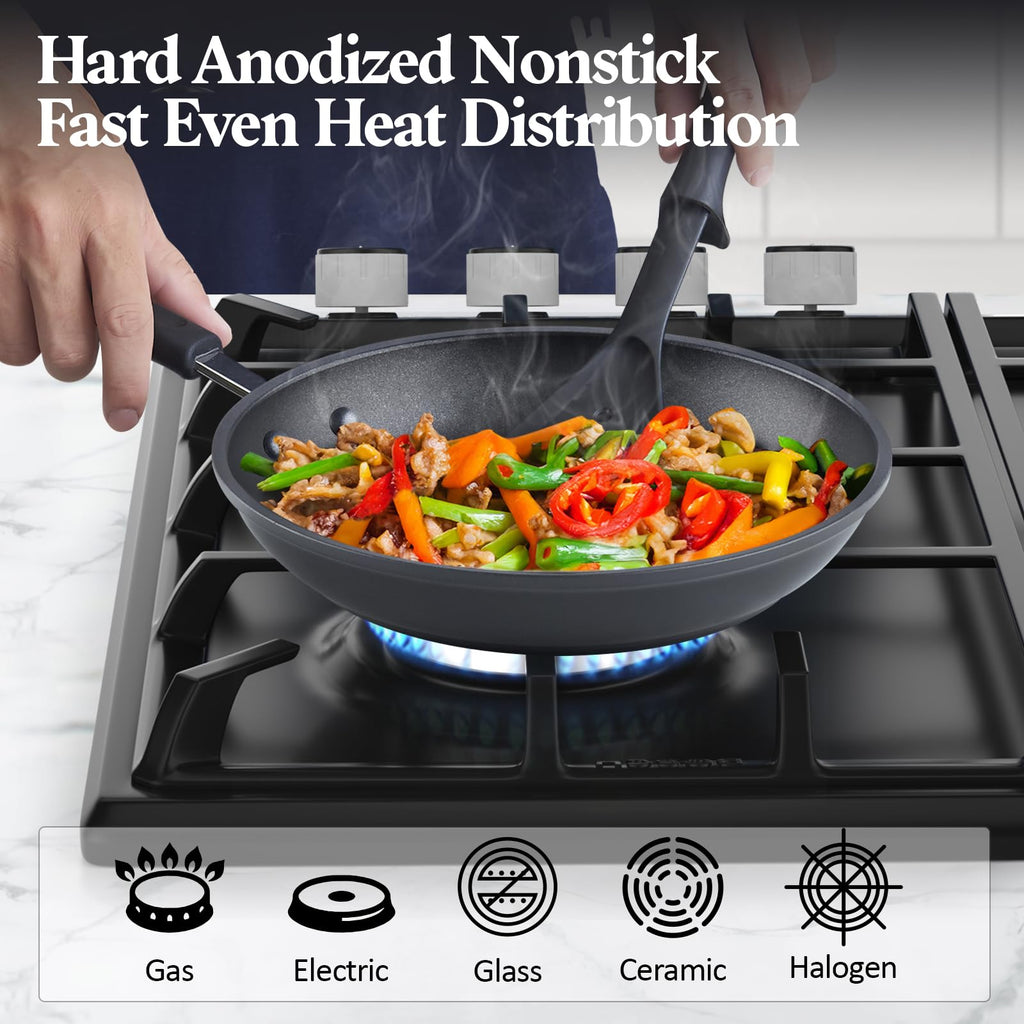12 Piece Black Nonstick Hard Anodized Cookware Set X691870