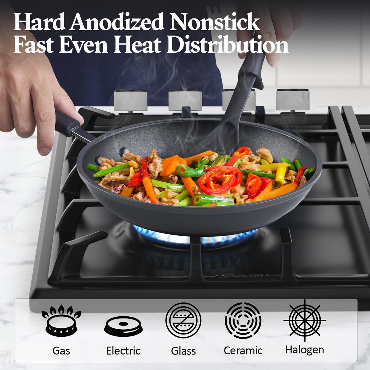 12 Piece Black Nonstick Hard Anodized Cookware Set X691870