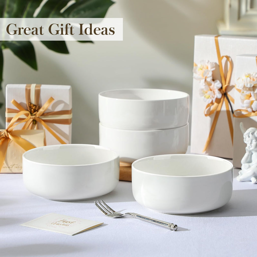 Ceramic Bowls Set of 4, 24 OZ White I211