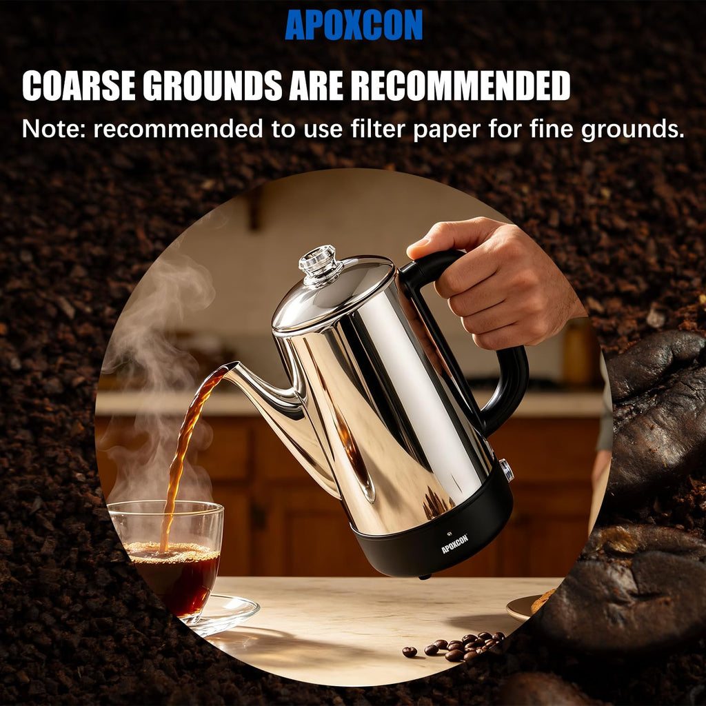 Electric Stainless Steel Coffee Percolator 1200ml 8 Cup N691617