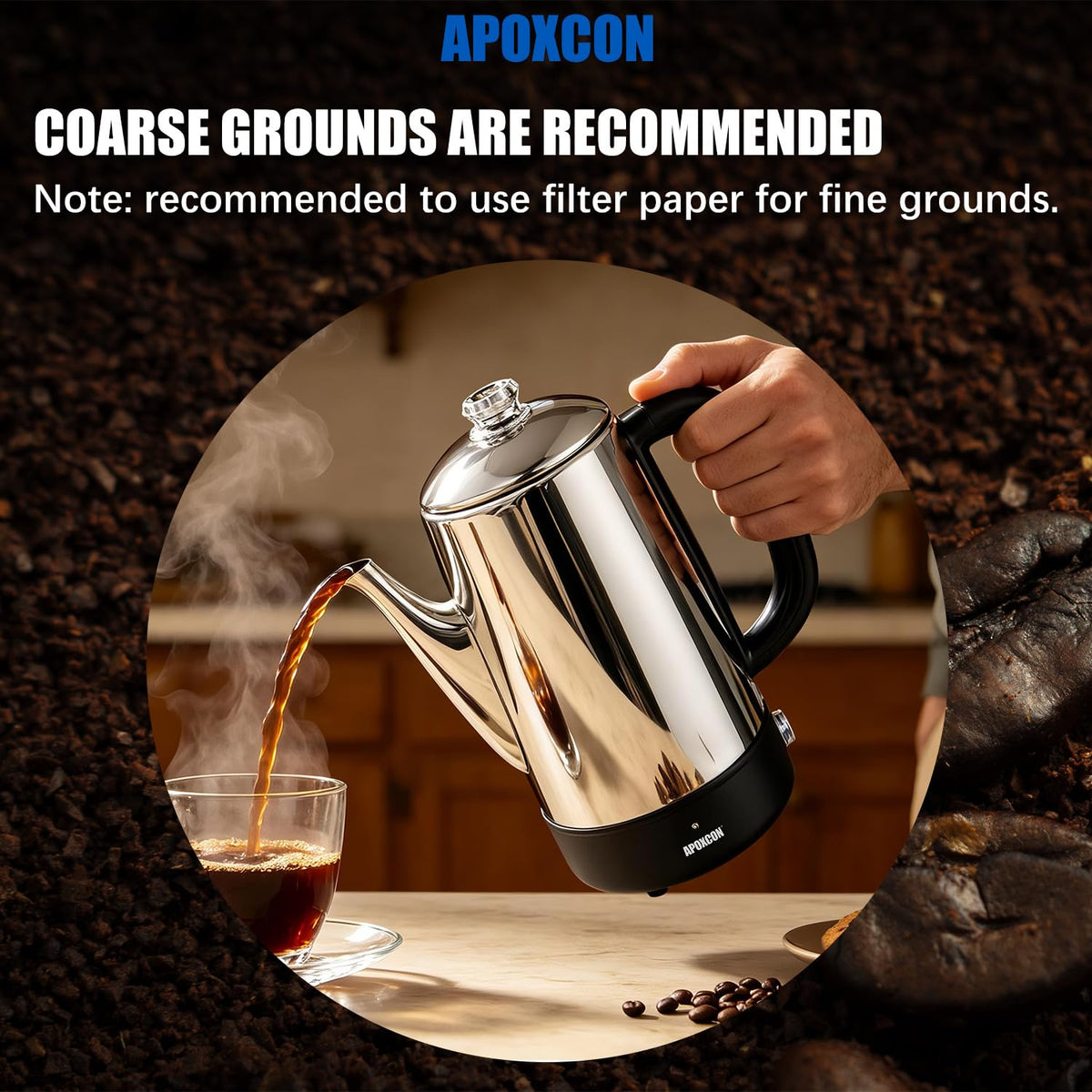 Electric Stainless Steel Coffee Percolator 1200ml 8 Cup N691617