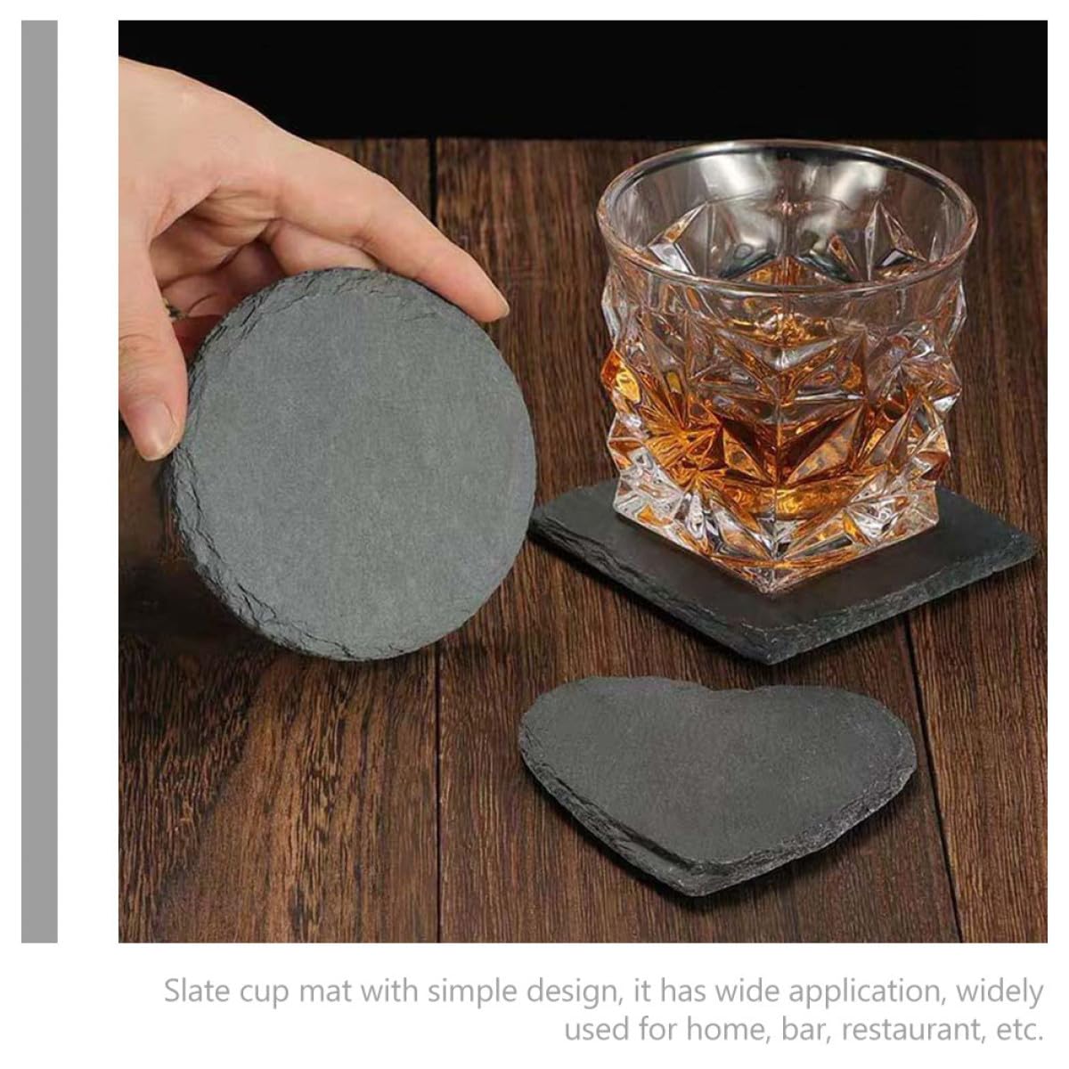 Black Natural Stone Cup Coaster Set T17078