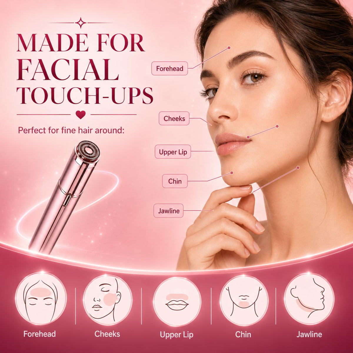 USB Rechargeable Facial Hair Remover with LED Light M53320