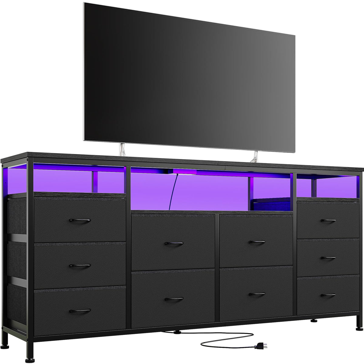 Black 10 Drawer Dresser TV Stand Z6485