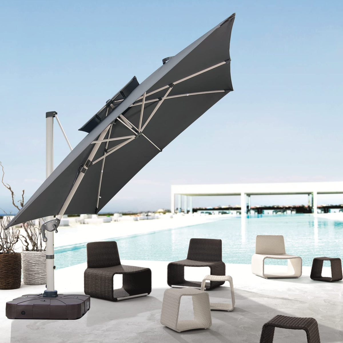 10x10 FT Grey Cantilever Patio Umbrella F479711