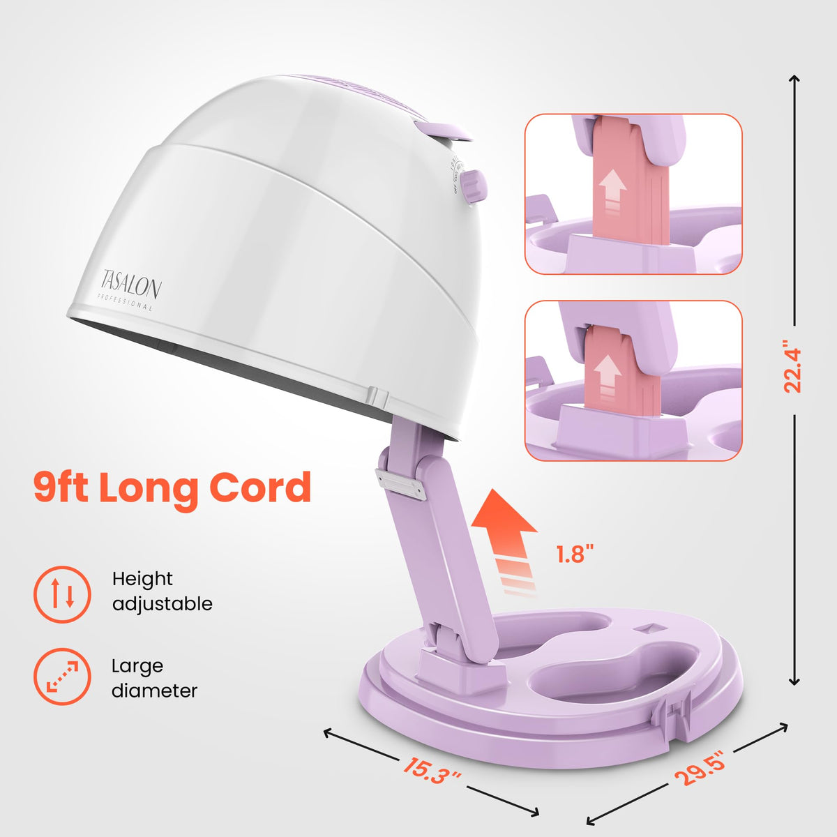 1875W Ionic Hooded Hair Dryer with 3 Heating Settings X233