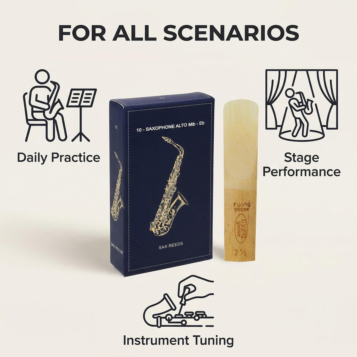 Alto Saxophone Reeds Strength 2.5 Natural Cane 10-Pack N4487