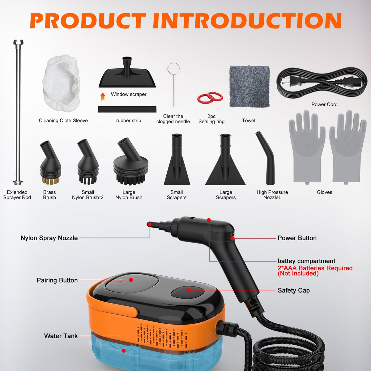 Portable Handheld Steam Cleaner with 16 Accessories Y9422