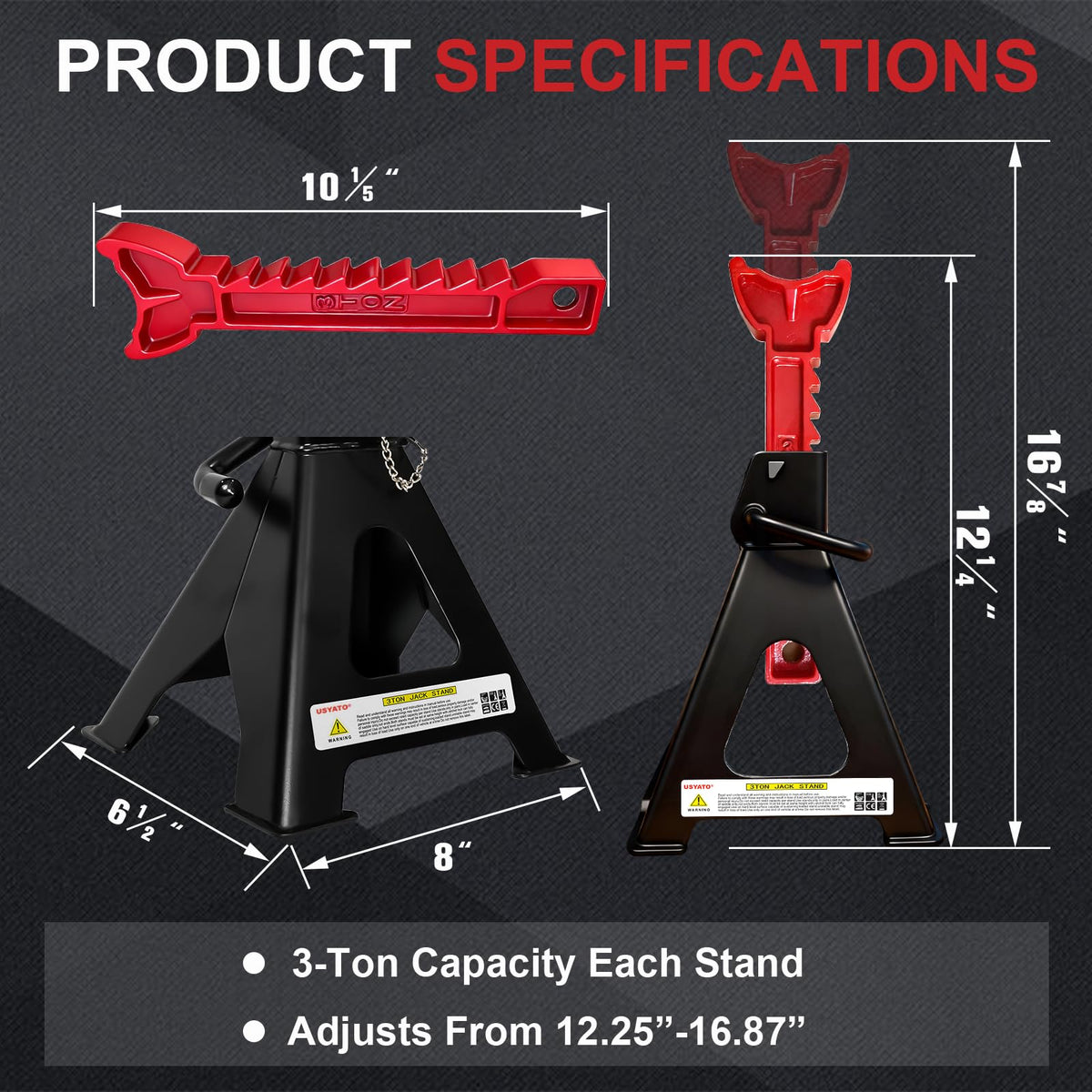 3 Ton Heavy Duty Car Jack Stands with Double Locking I173