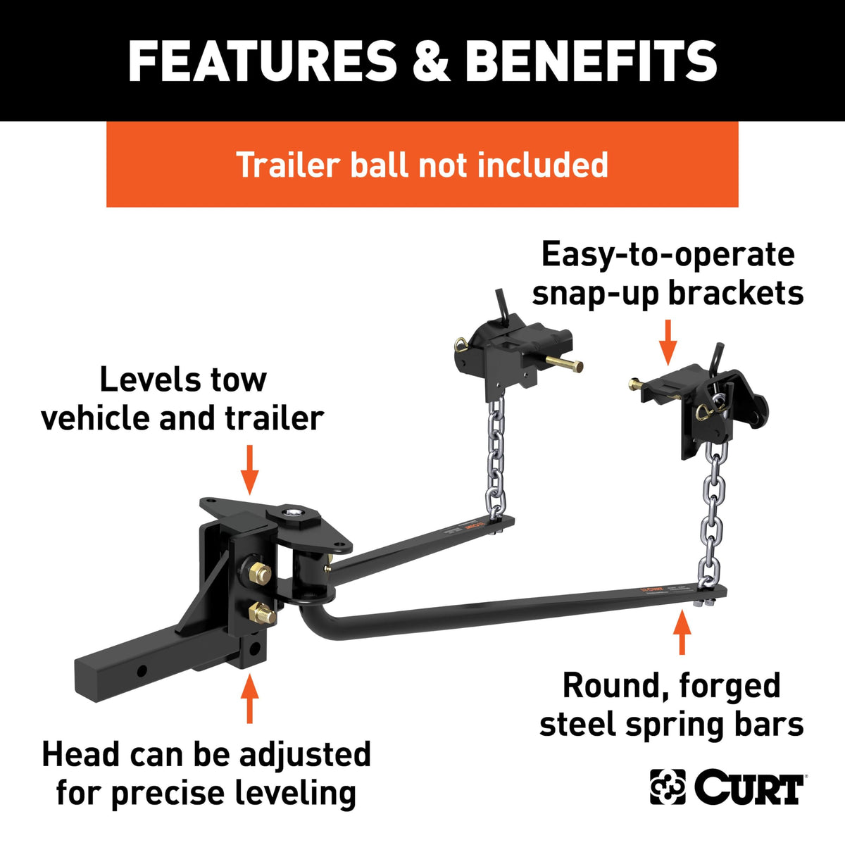 Round Bar Weight Distribution Hitch 14,000 lbs. 2-Inch Shank L1324