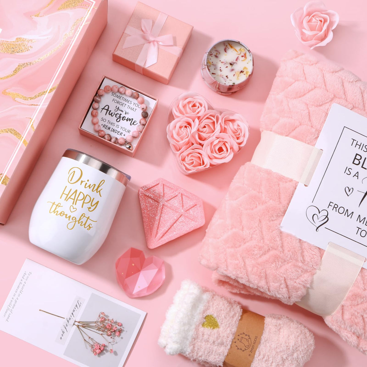 Pink Relaxing Spa Gift Set with Blanket B330439