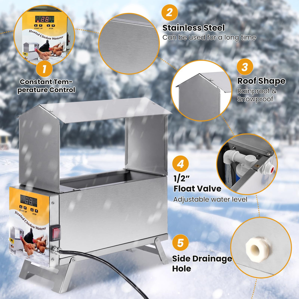 1.5 Gallon Heated Chicken Waterer Q68701