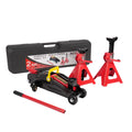 2-Ton Hydraulic Low Profile Trolley Floor Jack with Case and 1 Pair 2 Ton Jack Stands O666