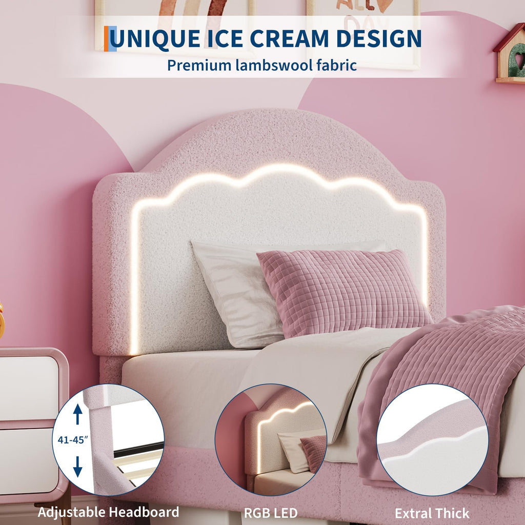 Velvet Upholstered Twin Bed Frame D32323