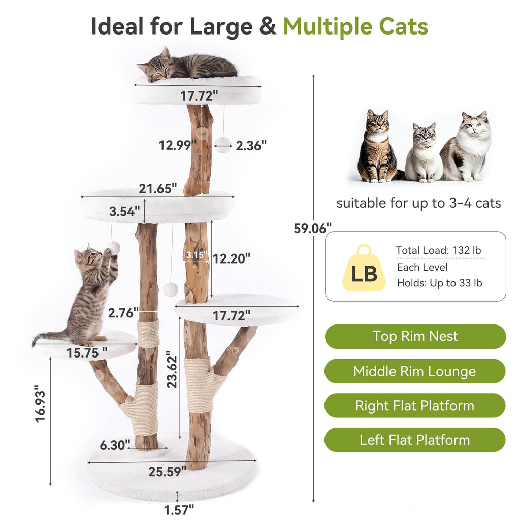 Cat Tree Tower with Scratching Post V817029