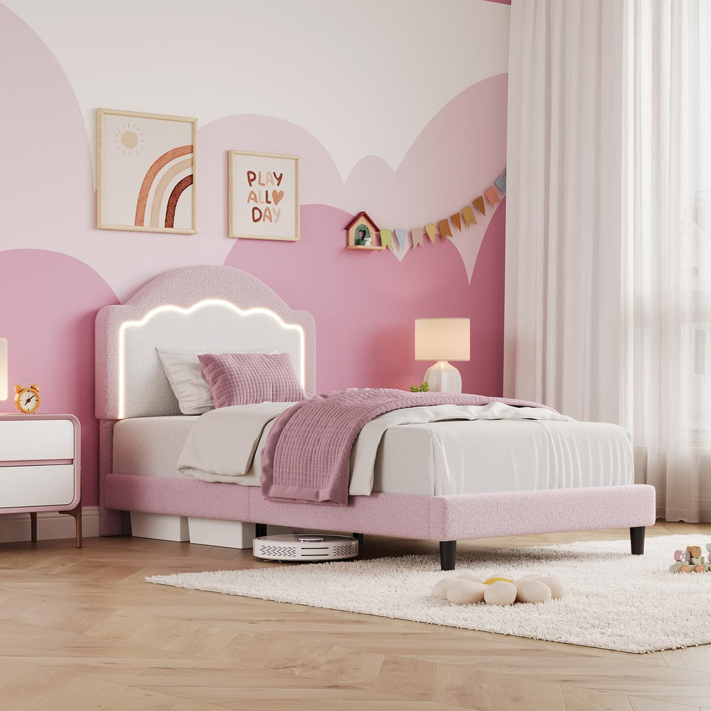 Velvet Upholstered Twin Bed Frame D32323