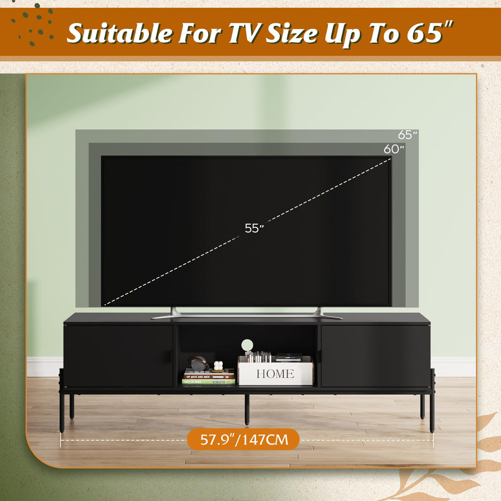 Black TV Stand with Metal Legs H456