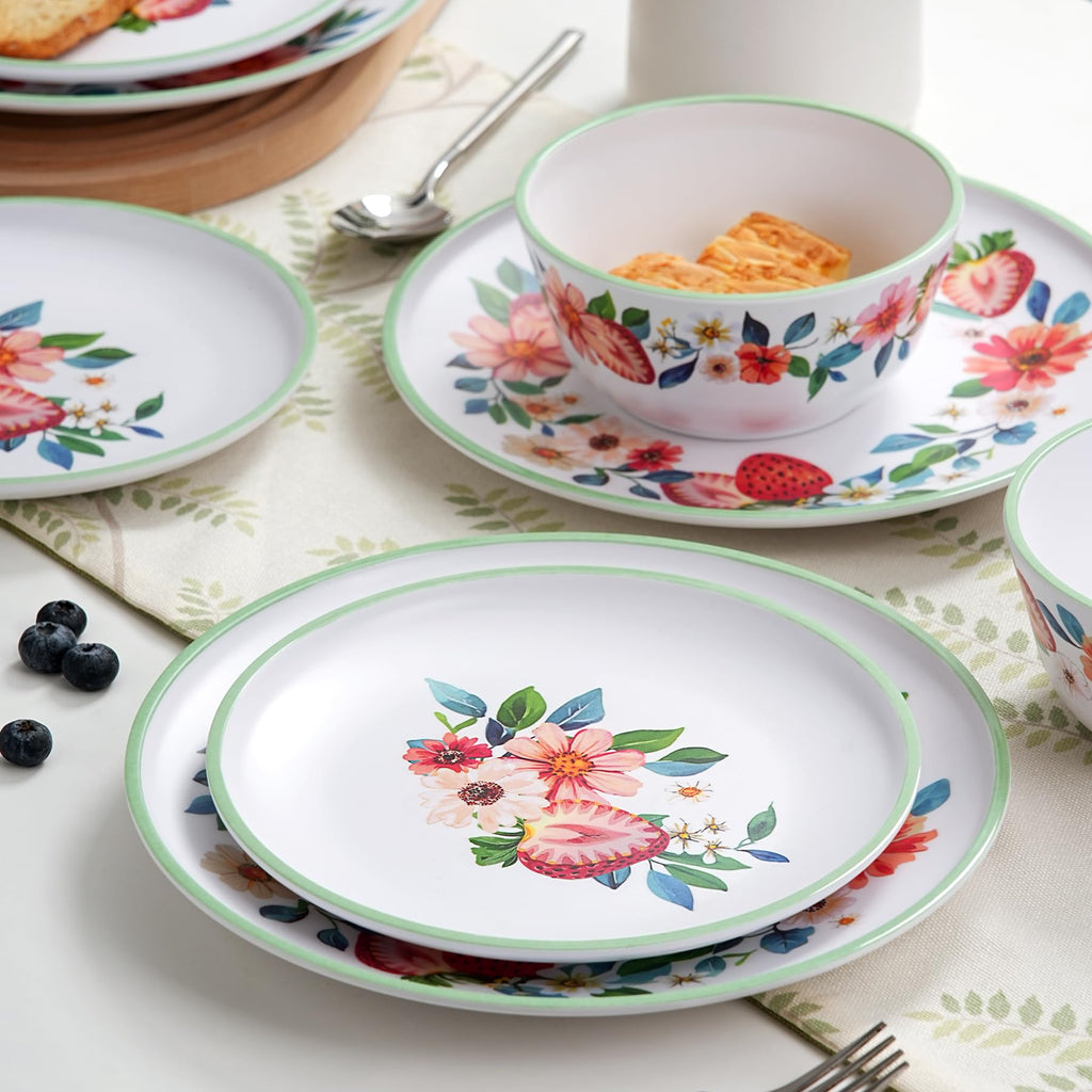 12-Piece Strawberry Melamine Dinnerware Set Q781104