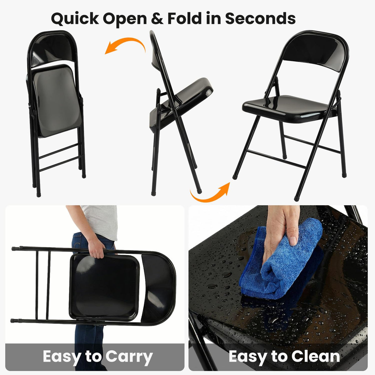 10 Pack Black Metal Folding Chairs Z599733