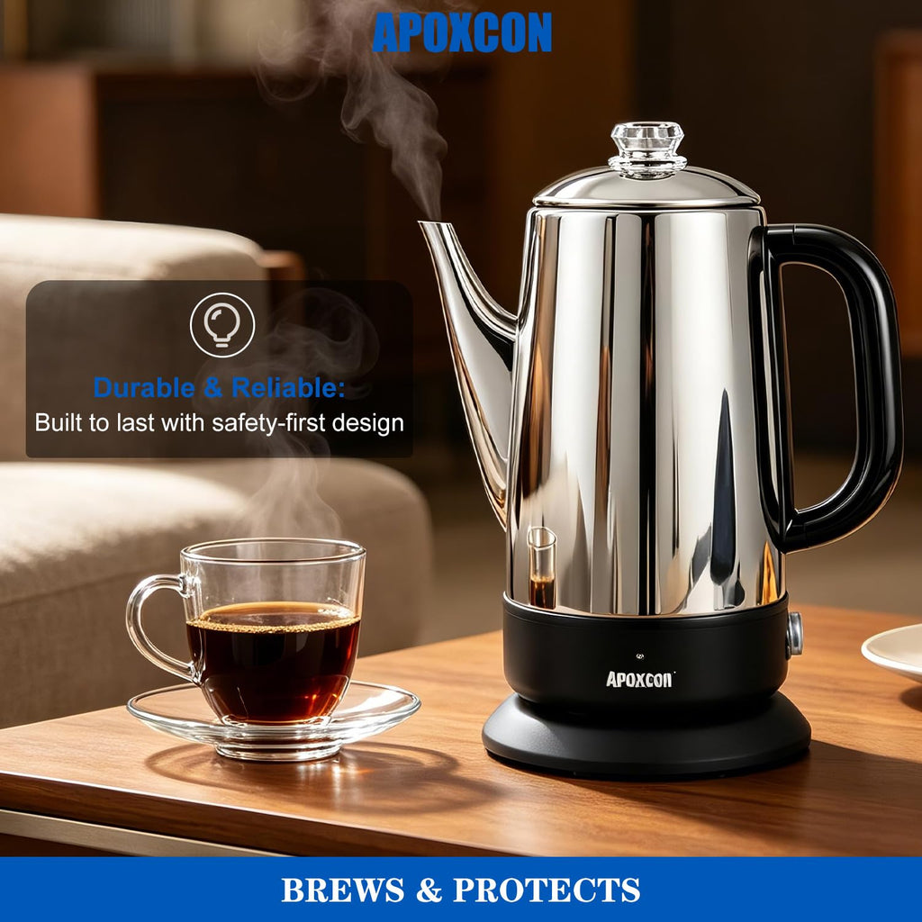 Electric Stainless Steel Coffee Percolator 1200ml 8 Cup N691617