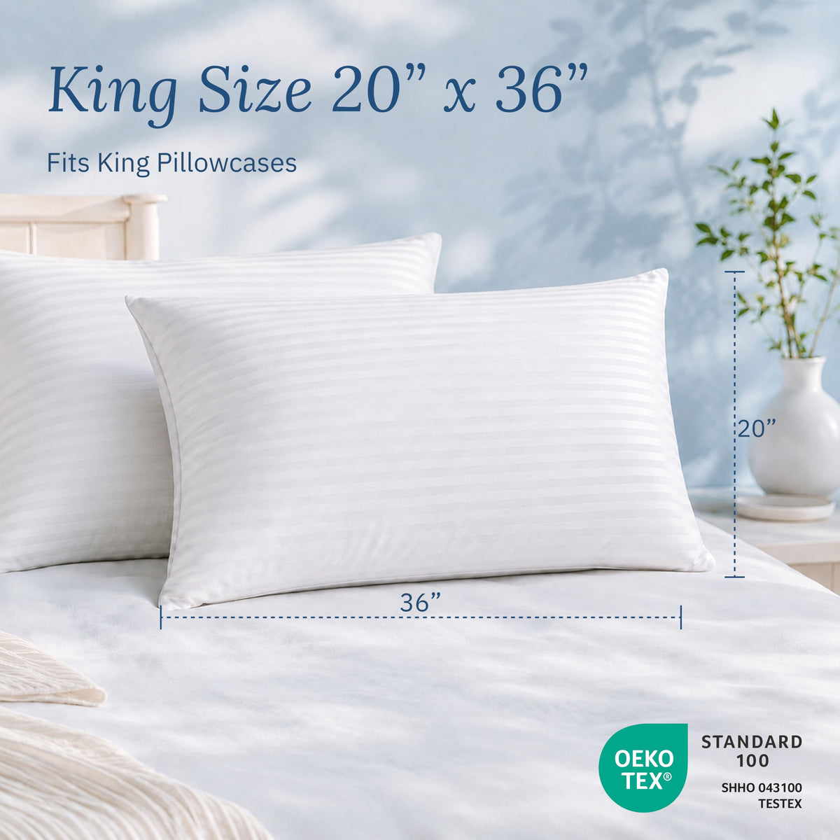 White King Size Bed Pillows Set of 2 E9330