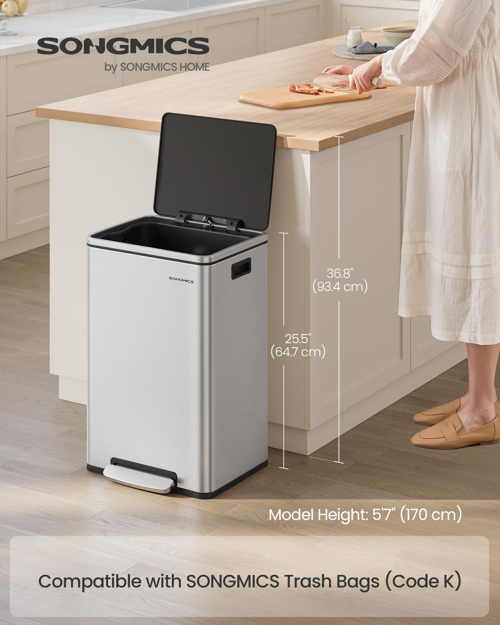 13 Gallon Stainless Steel Trash Can I6268