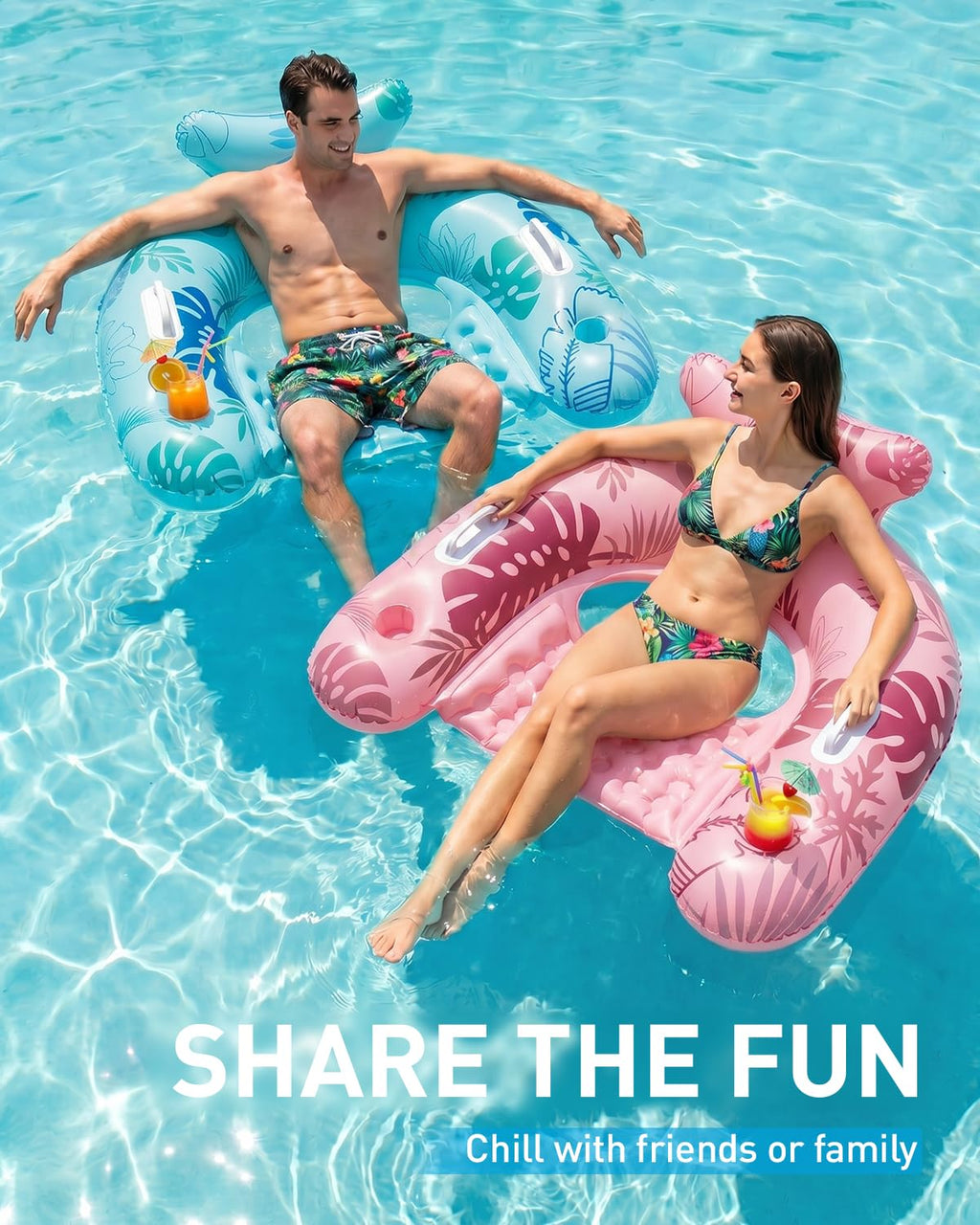 Inflatable Pool Floats with Cup Holders A28700