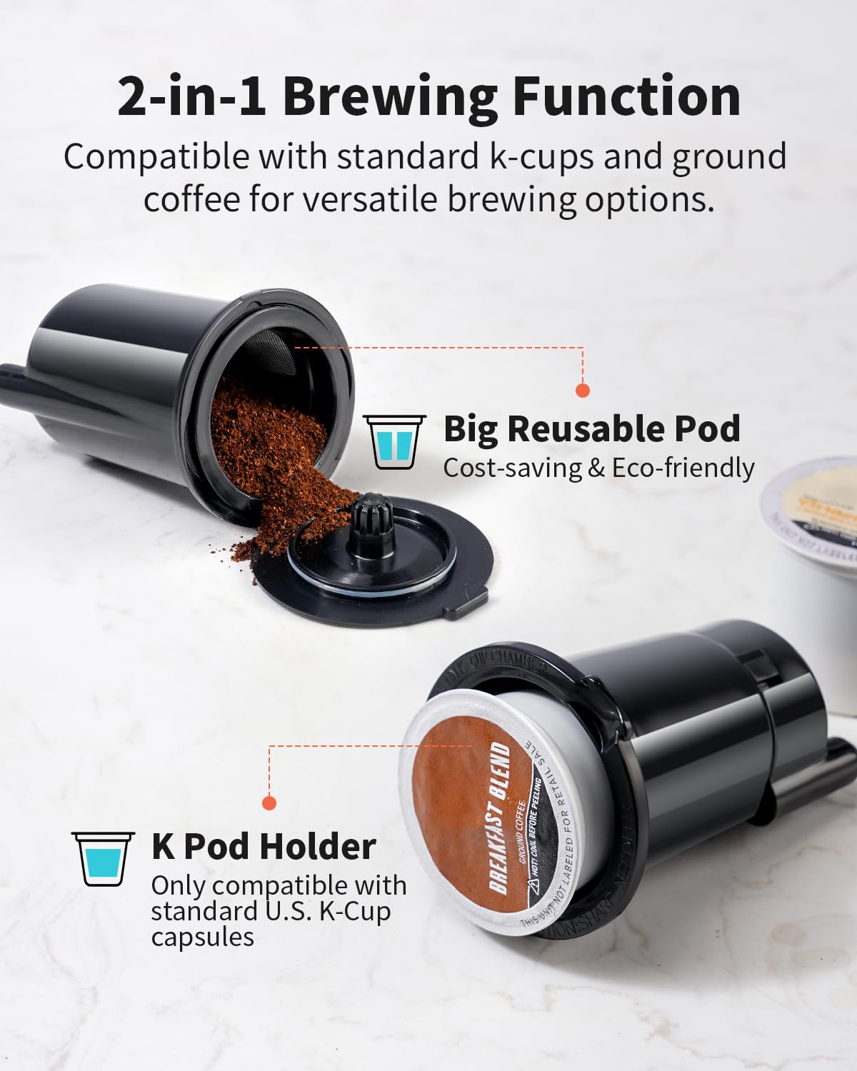 Black Single Serve Coffee Maker with 40oz Water Tank I45818