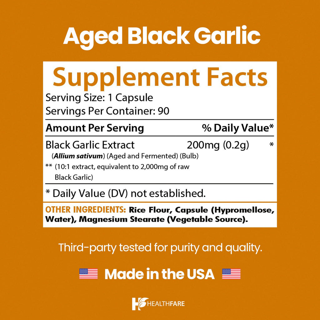 90 Vegan Capsules Fermented Odorless Black Garlic Extract E999862