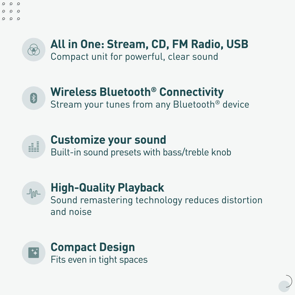 Compact Stereo System with CD Player, Bluetooth, FM Radio and USB, 80W A508