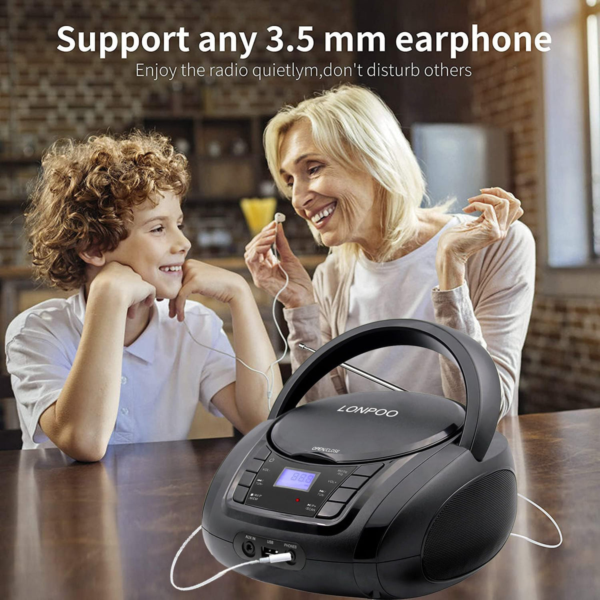 Portable CD Player Boombox with Speakers D18652