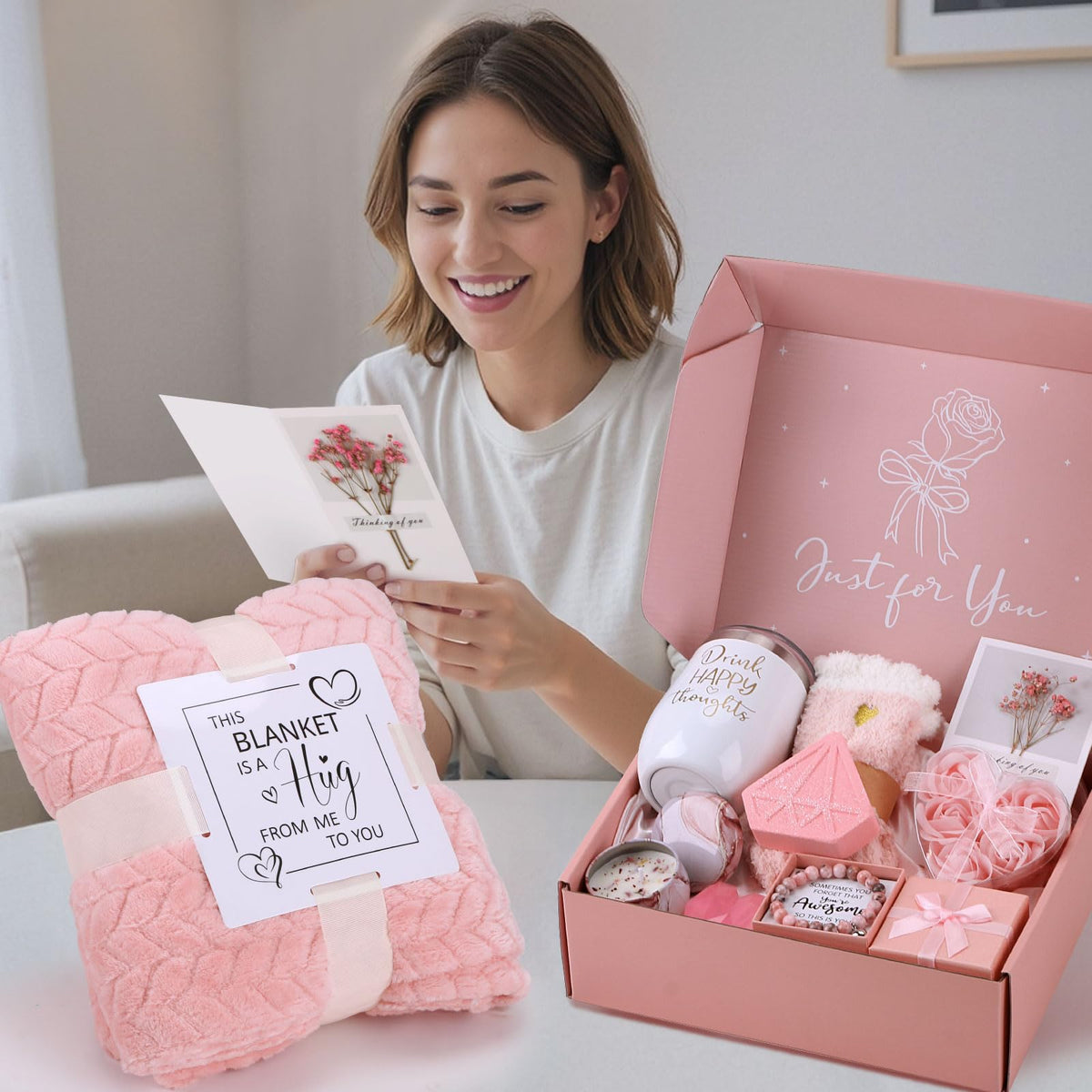 Pink Relaxing Spa Gift Set with Blanket B330439