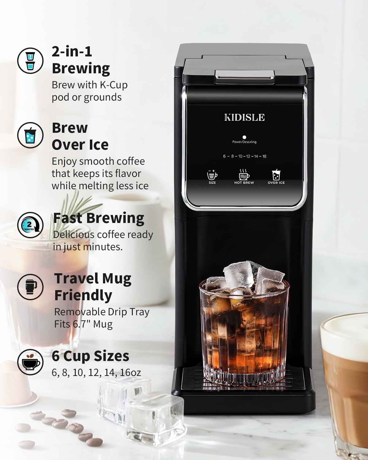 Black Single Serve Coffee Maker with 40oz Water Tank I45818