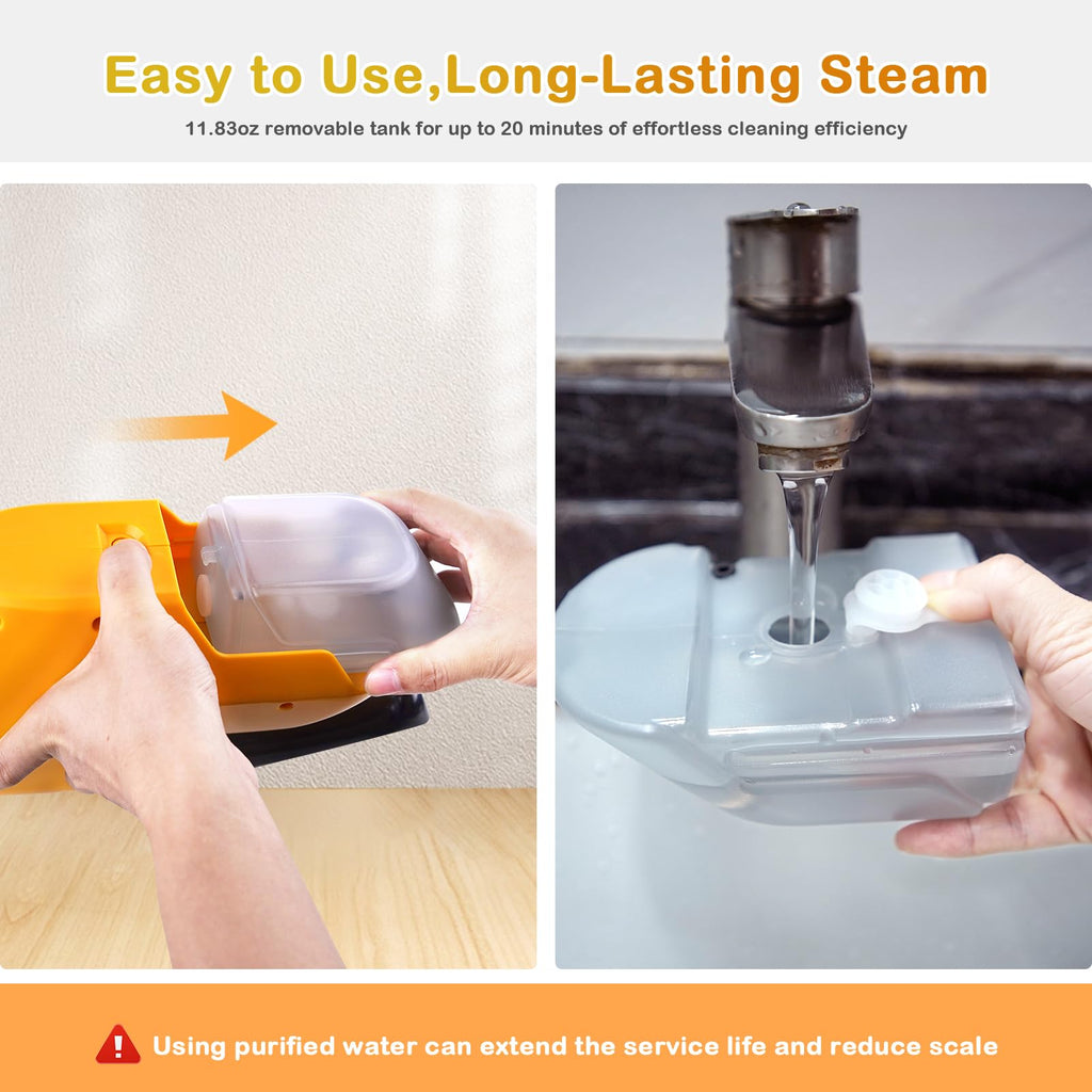 Steam Mop with 23FT Cord, 12OZ Removable Tank K552