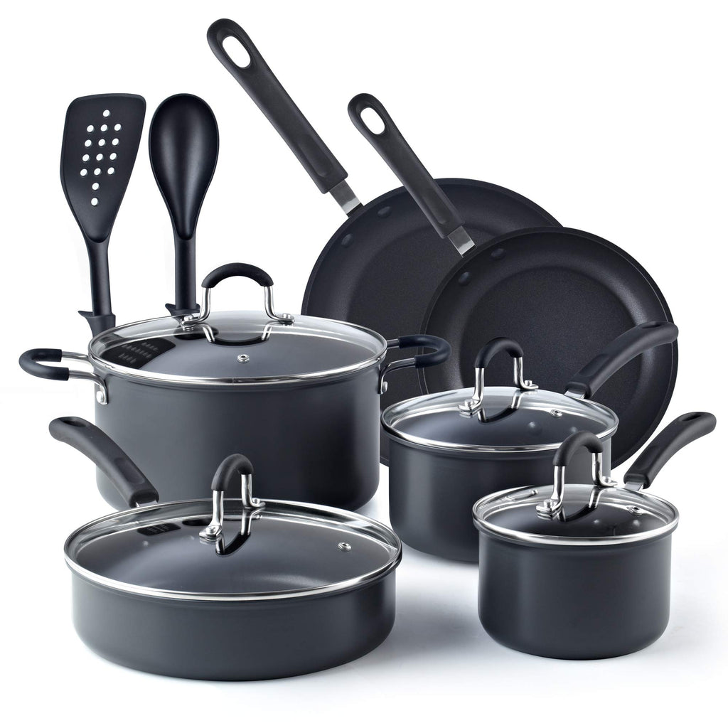 12 Piece Black Nonstick Hard Anodized Cookware Set X691870