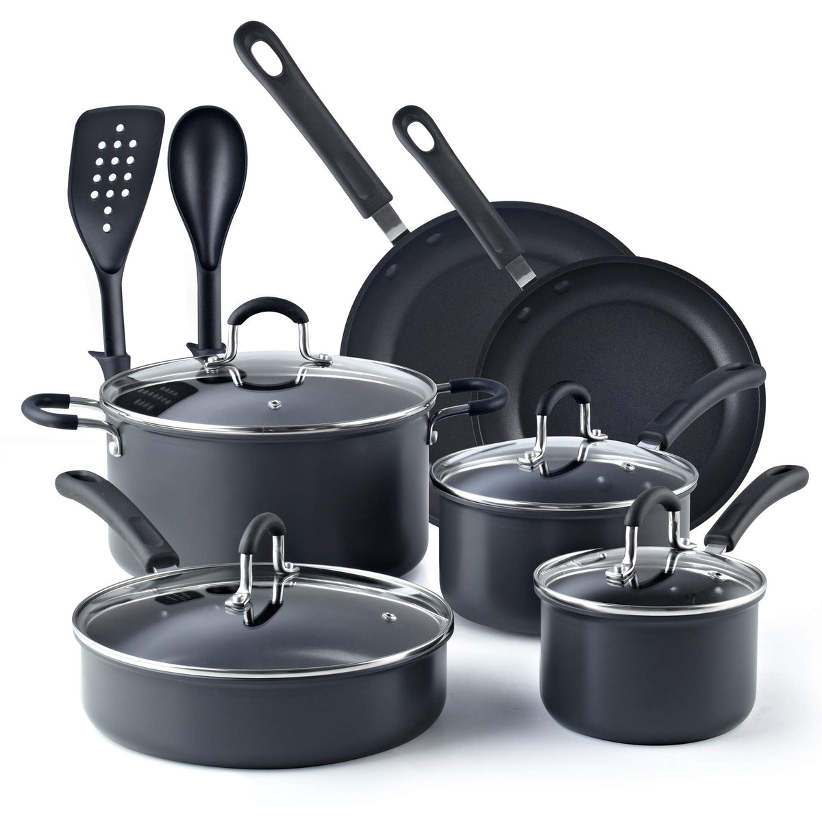 12 Piece Black Nonstick Hard Anodized Cookware Set X691870