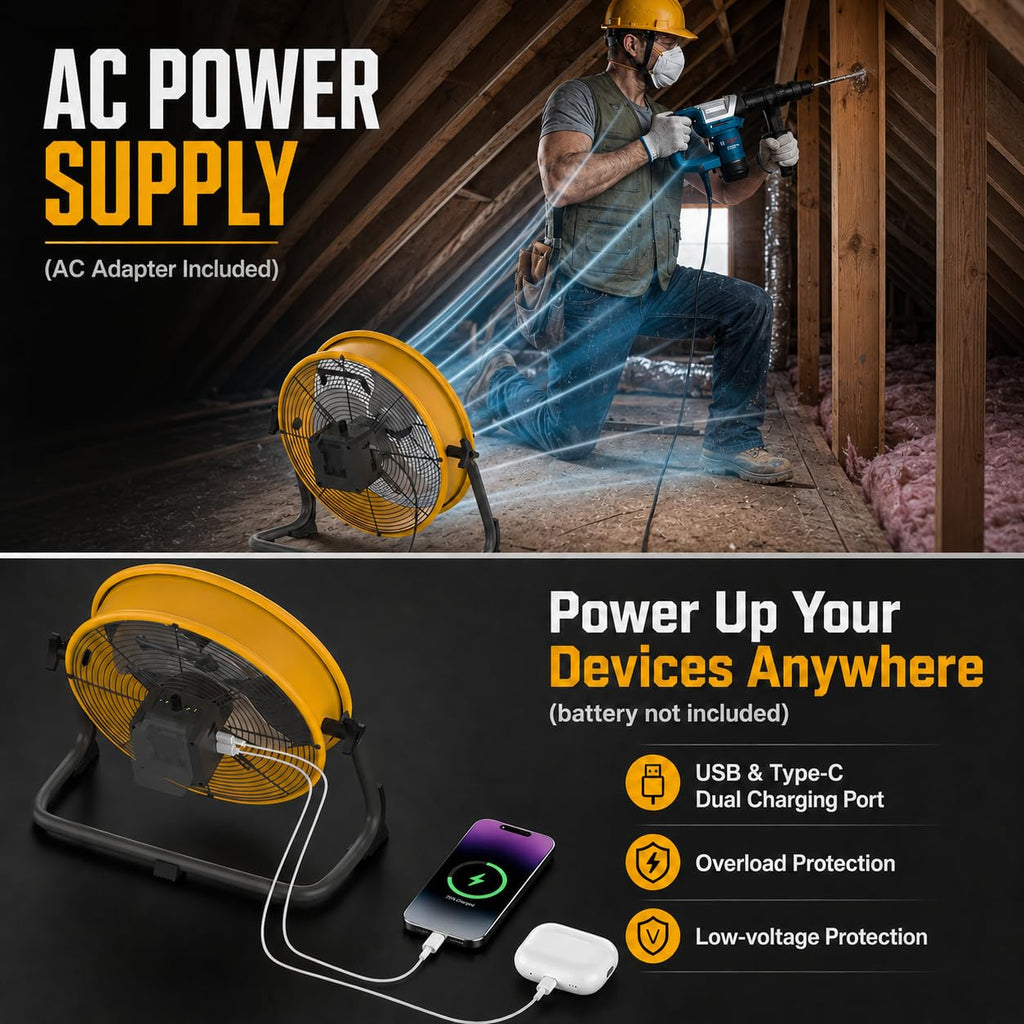 12" Battery Powered Cordless Floor Fan Y870120